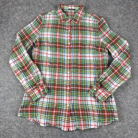 J. McLaughlin Tops - J McLaughlin Louis Button Up Shirt Long Sleeve Plaid Womens Small S